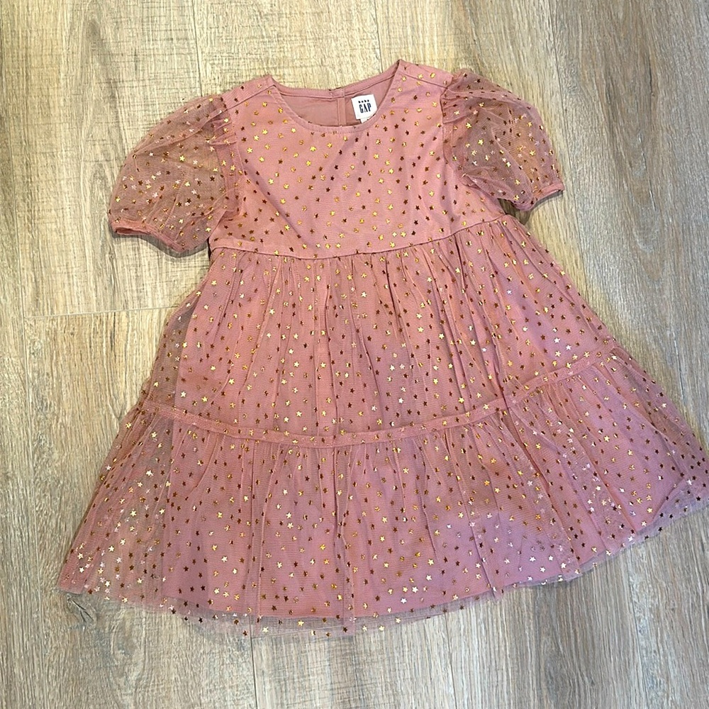 Girl pink sparkling stars Gap dress, 4T